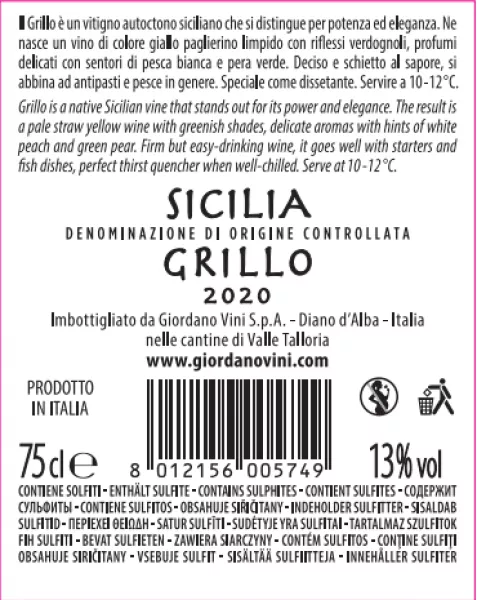 Weine Giordano DOC | Vini Sicilia | Grillo